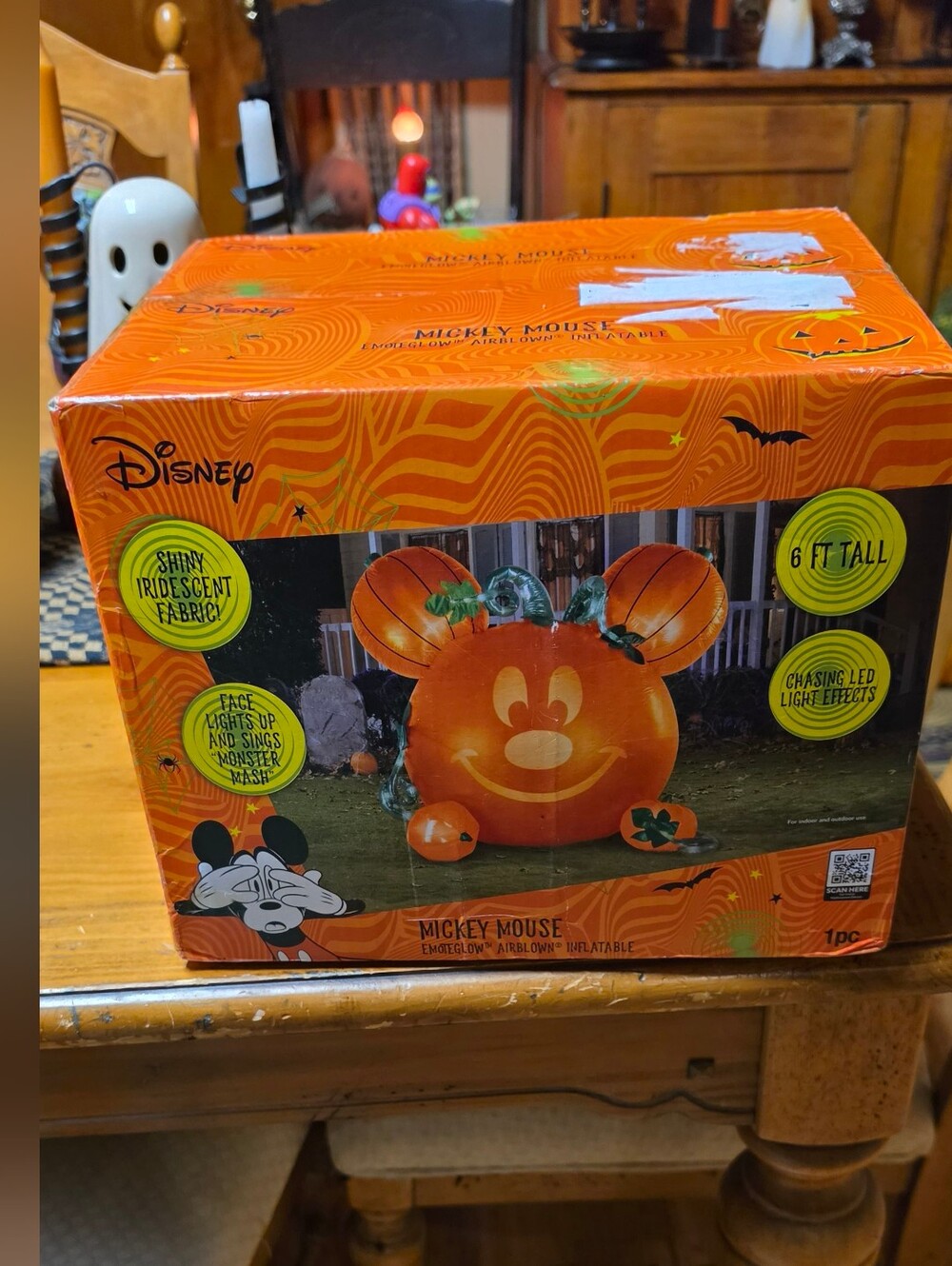 Disney Mickey Mouse Emoteglow Airblown Pumpkin Inflatable Halloween Decor NEW